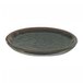 A Thunder Group Tenmoku Black round melamine plate with a dark brown rim.