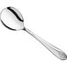 A Libbey Metropolitan stainless steel bouillon spoon with a handle.
