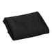 A folded black Choice 132" round table cover on a white background.