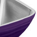 A passion purple stainless steel square bowl with a beehive design inside.