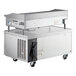 A Cooking Performance Group countertop electric griddle and refrigerated base on wheels.