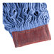 A blue Lavex cotton blend wet mop head with red stitching.