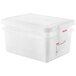 A white polyethylene Araven food storage container with a lid.