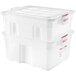 A stack of white Araven nested defrost and food storage boxes.