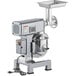 An Avantco silver stand mixer with a metal bowl.