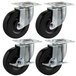 A set of 4 black Main Street Equipment plate casters with silver hardware.