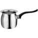 A stainless steel Choice Turkish coffee decanter with a black handle.