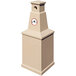 A square beige concrete cigarette ash receptacle with a red and white Wausau Tile logo.