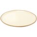 A white Dalebrook melamine plate with a tan rim.