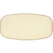 A white rectangular Dalebrook melamine plate with a brown border.