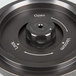 A black and white circular ARY VacMaster vacuum canister lid with a black knob.