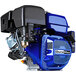 A blue and black DuroMax gasoline engine with a silver shaft.