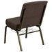 A brown Flash Furniture church chair with a metal frame.