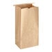 A brown paper bag with a reclosable lid and brown tin tie.