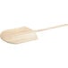 A wooden pizza paddle with a handle.