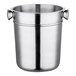 An Acopa stainless steel wine bucket with two handles.