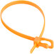 An orange Retyz EveryTie plastic cable tie with metal clips.