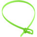 A Retyz EveryTie fluorescent green plastic cable tie with a clip.