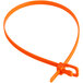 An orange plastic Retyz EveryTie cable tie with a metal hook.