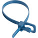 A blue metal detectable plastic cable tie with a blue strap and clip.