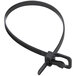 A black plastic Retyz cable tie with 120 lb. tensile strength.