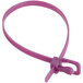 A purple plastic cable tie with an 8" strap width and 50 lb. tensile strength.
