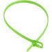 A Retyz fluorescent green plastic cable tie with a clip.