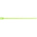 A fluorescent green Retyz EveryTie cable tie with a metal buckle.