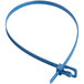 A blue plastic Retyz cable tie with metal detectable properties.