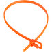 An orange plastic Retyz cable tie with a metal hook.