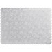 A silver laminated corrugated cake board with a pattern.