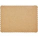 A silver rectangular piece of paper with scalloped edges.