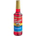 A close up of a Torani Cranberry Flavoring Syrup plastic bottle with a label.