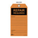An Avery pack of 25 orange and white pre-printed repair required hang tags.