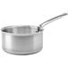 A de Buyer stainless steel saucepan with a handle.