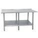 A stainless steel Advance Tabco work table with undershelf.