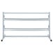 A white metal rack with four metal shelves.