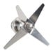 A stainless steel propeller blade with a screw.