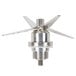 A stainless steel propeller with blades and a screw on top.