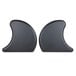 A pair of black plastic half moon foot pads.