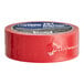 A roll of red polyethylene film tape with a pinked edge, measuring 1.88 inches by 60 yards.