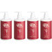 A group of red Noble Eco Novo Natura body wash bottles with white labels.