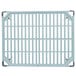 A white metal MetroMax Q shelf grate with metal bars.