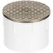 A white Zurn PVC cleanout with a round metal cover.