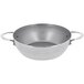 A silver de Buyer carbon steel fry pan with dual handles.