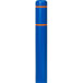 A blue cylindrical Innoplast BollardGard with orange stripes.