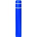 A blue cylindrical Innoplast BollardGard with white reflective stripes.