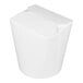 A white 16 oz. microwavable paper take-out container with a folded lid.