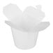 A white 16 oz. microwavable paper take-out container with open flaps.