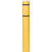 A yellow cylindrical Innoplast BollardGard with blue stripes.